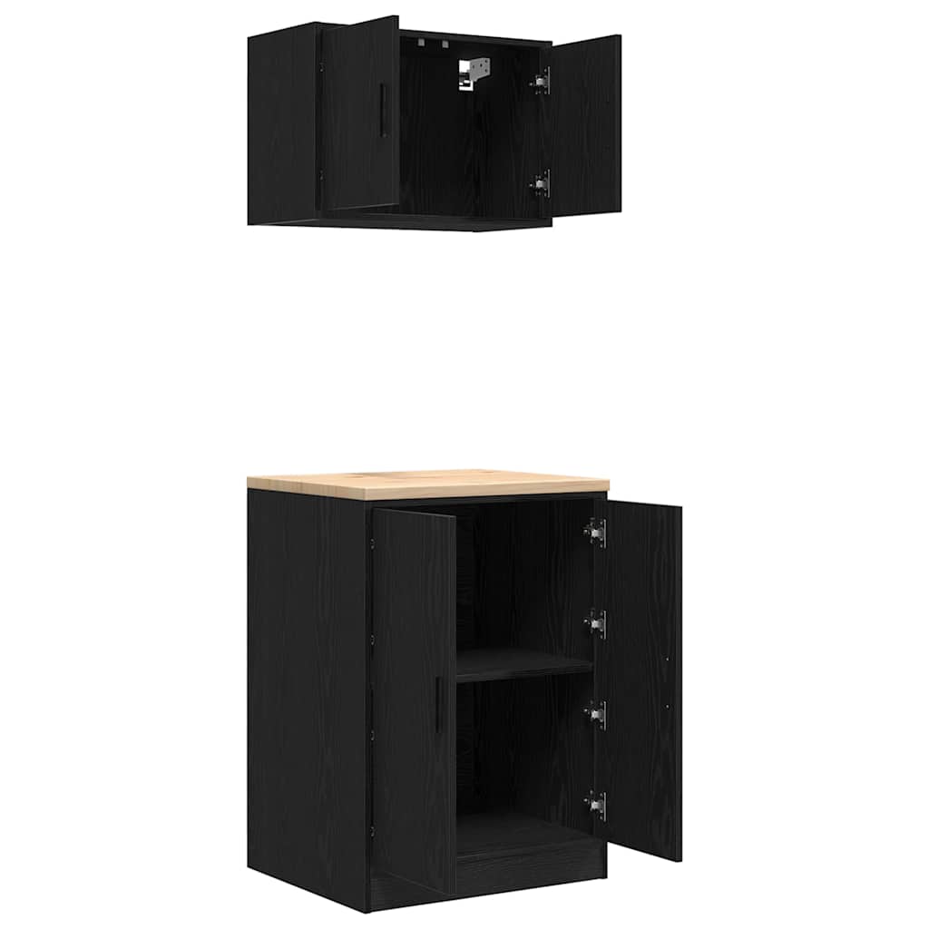 Garagenschränke 2 Stk. Schwarz Holzwerkstoff