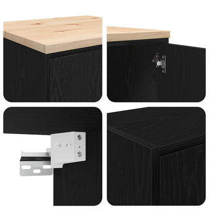 Garagenschränke 2 Stk. Schwarz Holzwerkstoff