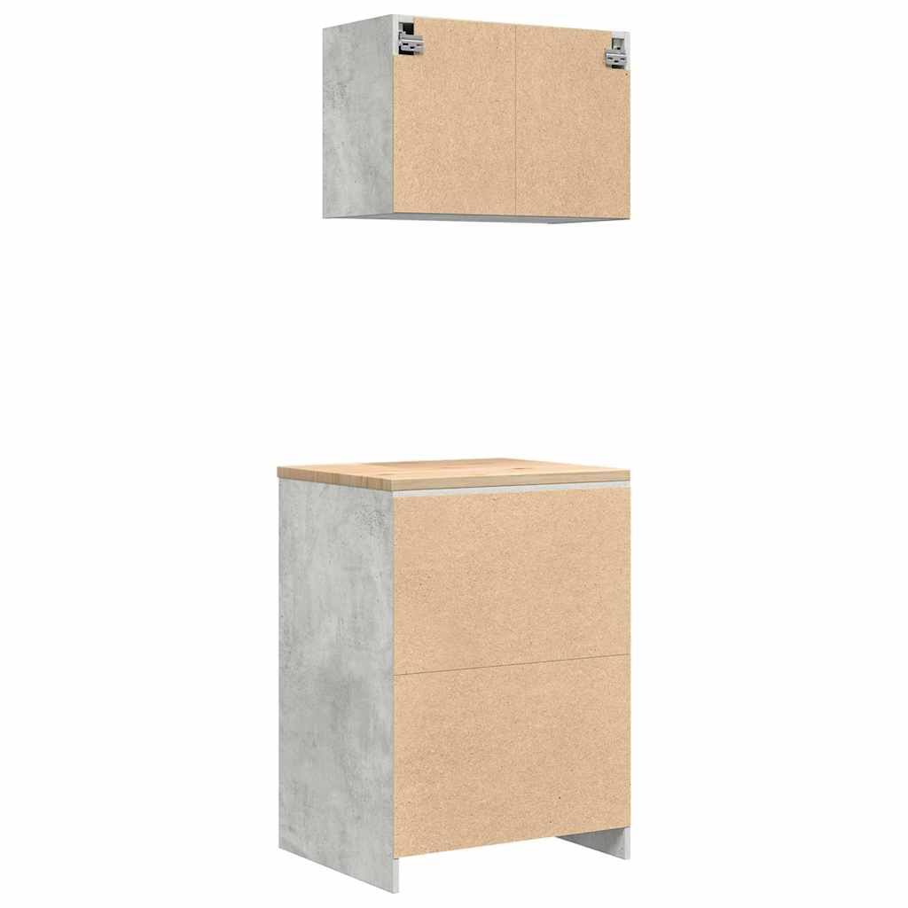 Garagenschränke 2 Stk. Betongrau Holzwerkstoff
