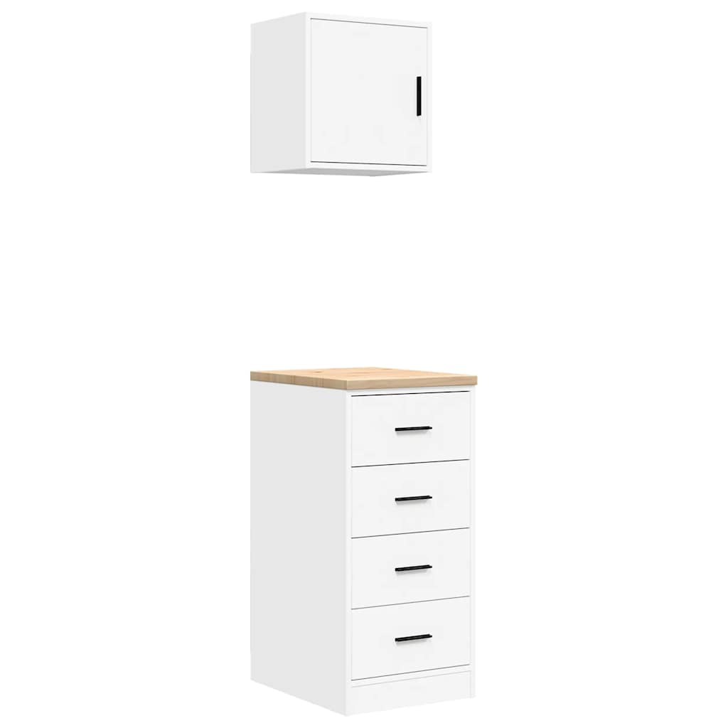 Garagenschränke 2 Stk. Weiß Holzwerkstoff