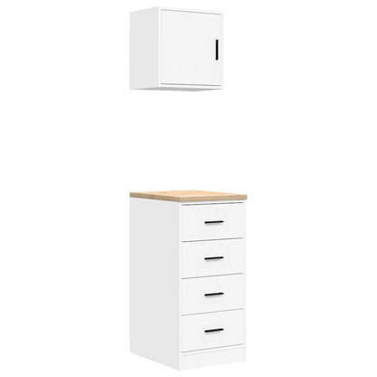 Garagenschränke 2 Stk. Weiß Holzwerkstoff