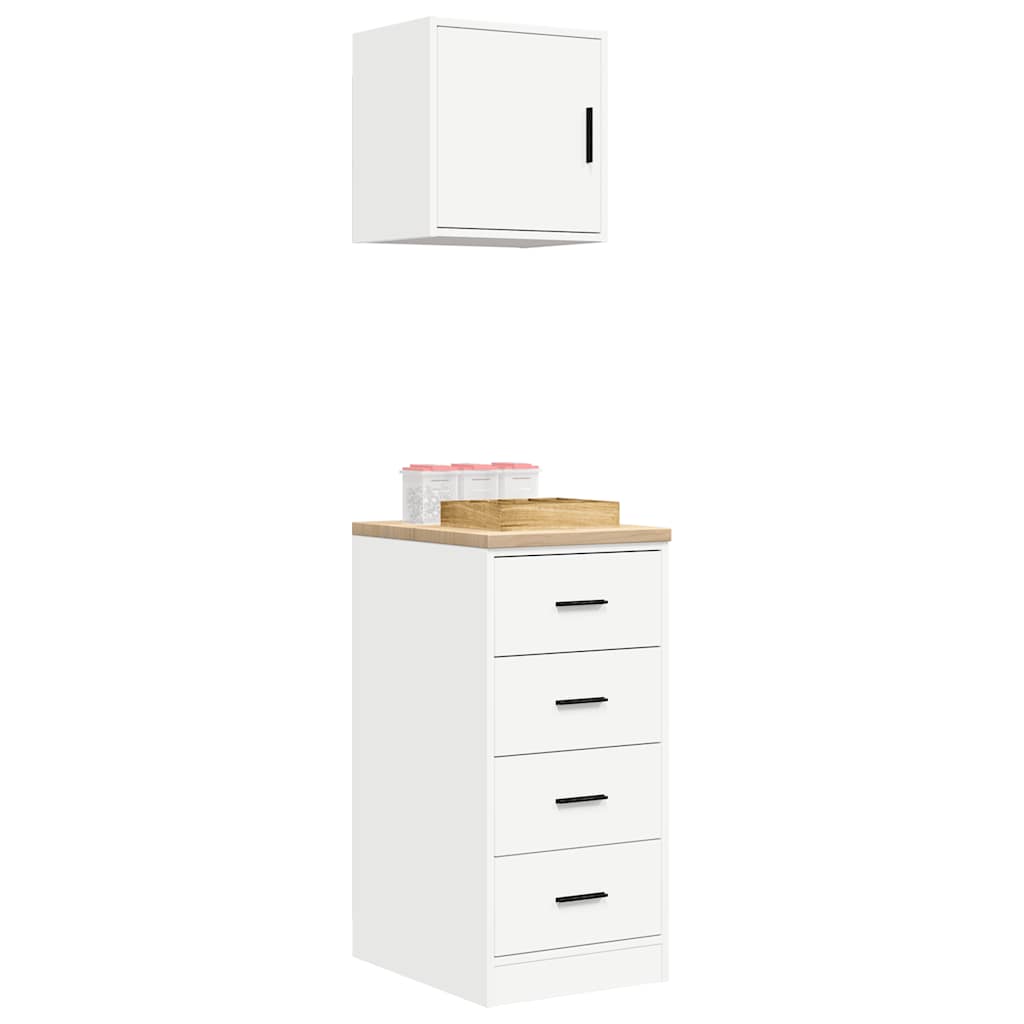 Garagenschränke 2 Stk. Weiß Holzwerkstoff