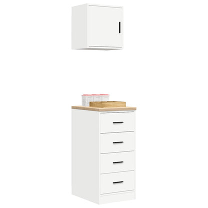 Garagenschränke 2 Stk. Weiß Holzwerkstoff