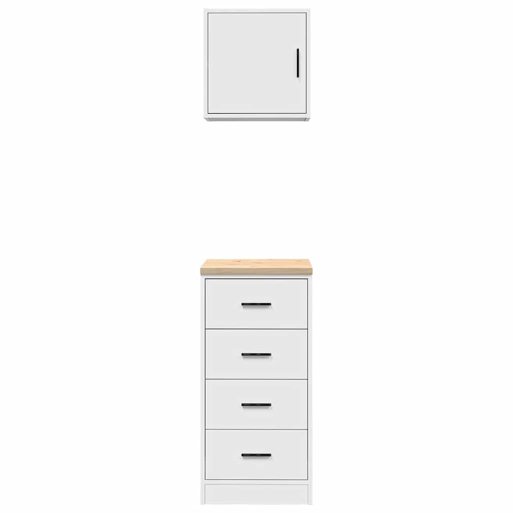 Garagenschränke 2 Stk. Weiß Holzwerkstoff