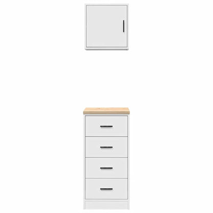 Garagenschränke 2 Stk. Weiß Holzwerkstoff