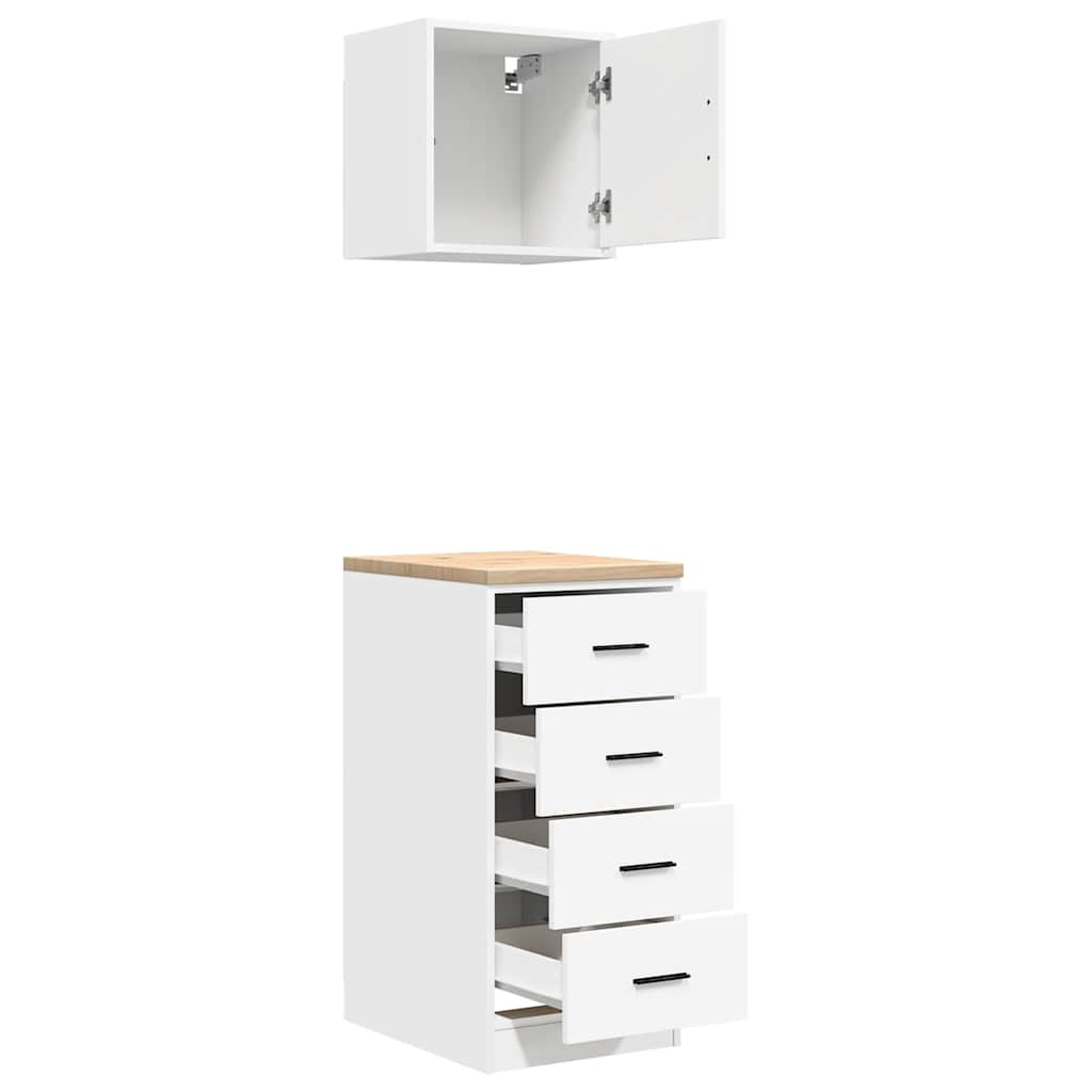 Garagenschränke 2 Stk. Weiß Holzwerkstoff