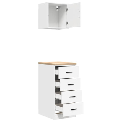 Garagenschränke 2 Stk. Weiß Holzwerkstoff