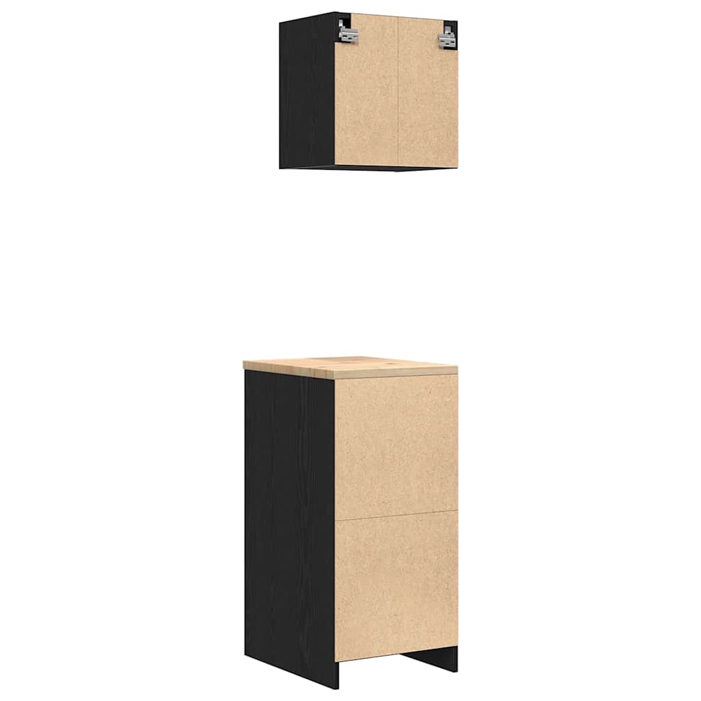 Garagenschränke 2 Stk. Schwarz Holzwerkstoff