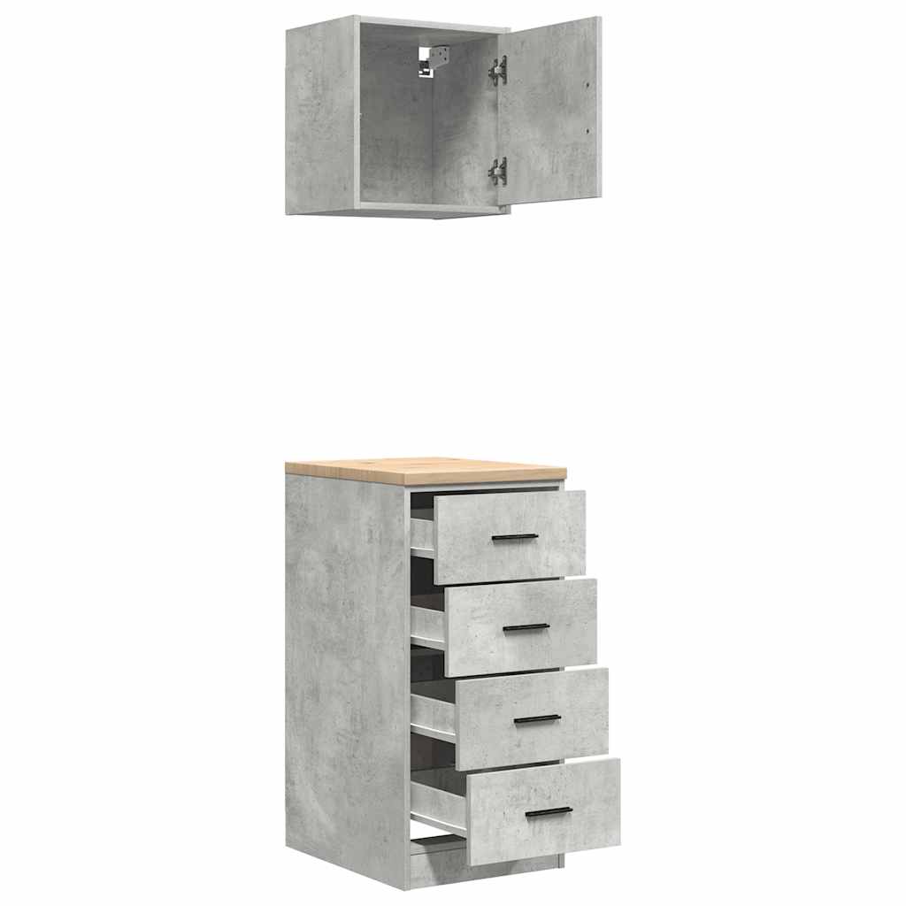 Garagenschränke 2 Stk. Betongrau Holzwerkstoff