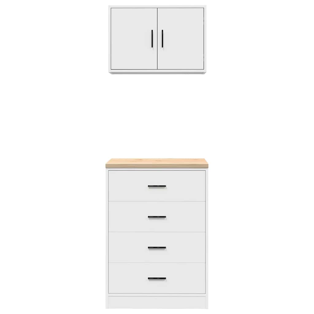 Garagenschränke 2 Stk. Weiß Holzwerkstoff