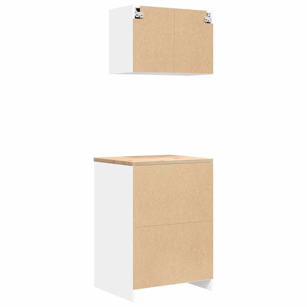 Garagenschränke 2 Stk. Weiß Holzwerkstoff