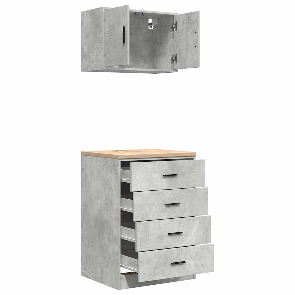 Garagenschränke 2 Stk. Betongrau Holzwerkstoff
