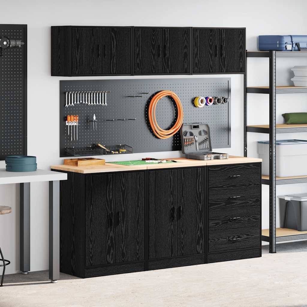 Garagenschränke 6 Stk. Schwarz Holzwerkstoff