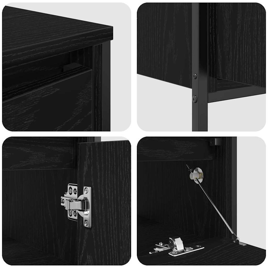 Badezimmermöbel-Set 3 stk. Schwarz Eichen-Optik