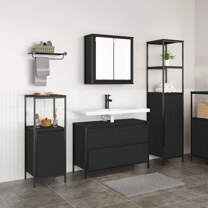 Badezimmermöbel-Set 3 stk. Schwarz Eichen-Optik