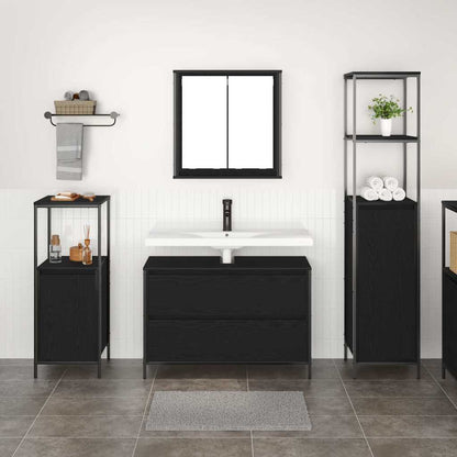 Badezimmermöbel-Set 3 stk. Schwarz Eichen-Optik