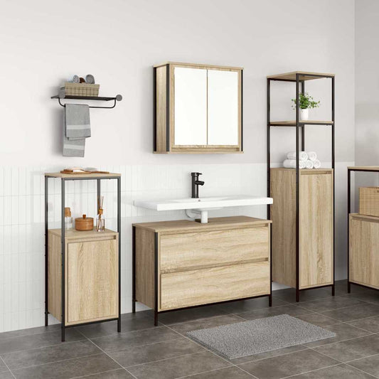 Badezimmermöbel-Set 3 stk. Sonoma-Eiche 90 x 34,5 x 60 cm