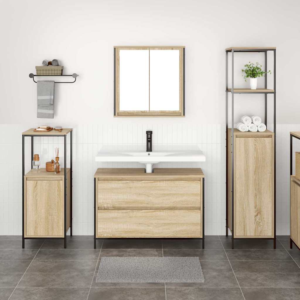 Badezimmermöbel-Set 3 stk. Sonoma-Eiche 90 x 34,5 x 60 cm