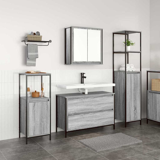 Badezimmermöbel-Set 3 stk. Graues Sonoma 90 x 34,5 x 60 cm