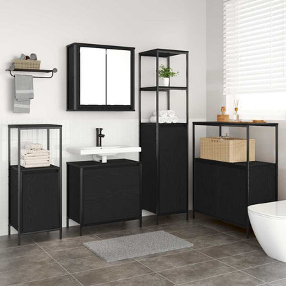 Badezimmermöbel-Set 5 stk. Schwarz 36 x 35 x 165 cm