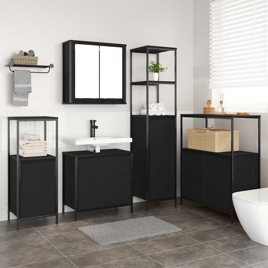 Badezimmermöbel-Set 5 stk. Schwarz 36 x 35 x 165 cm