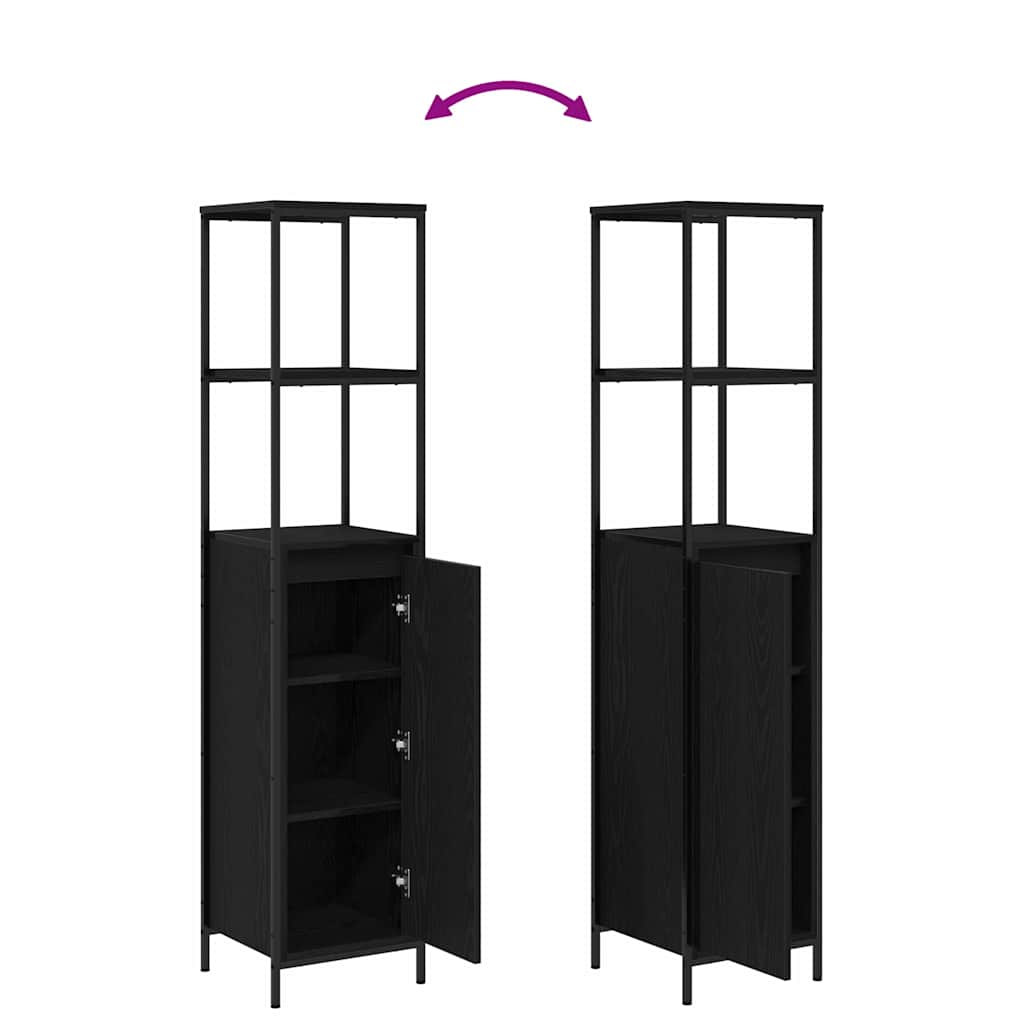 Badezimmermöbel-Set 5 stk. Schwarz 36 x 35 x 165 cm