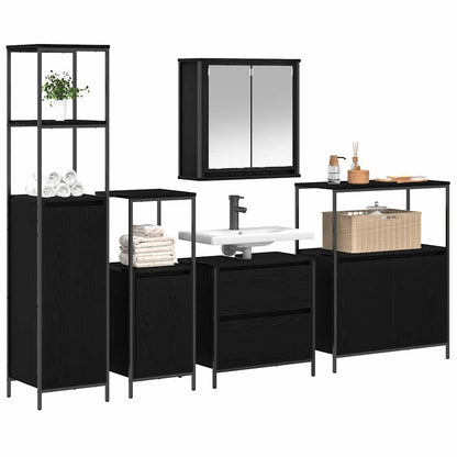 Badezimmermöbel-Set 5 stk. Schwarz 36 x 35 x 165 cm