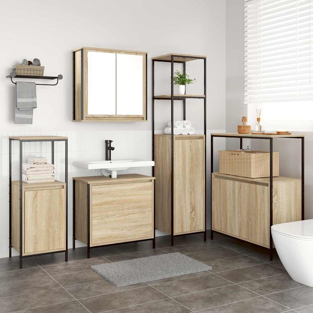 Badezimmermöbel-Set 5 stk. Beige 36 x 35 x 165 cm Holzwerkstoff