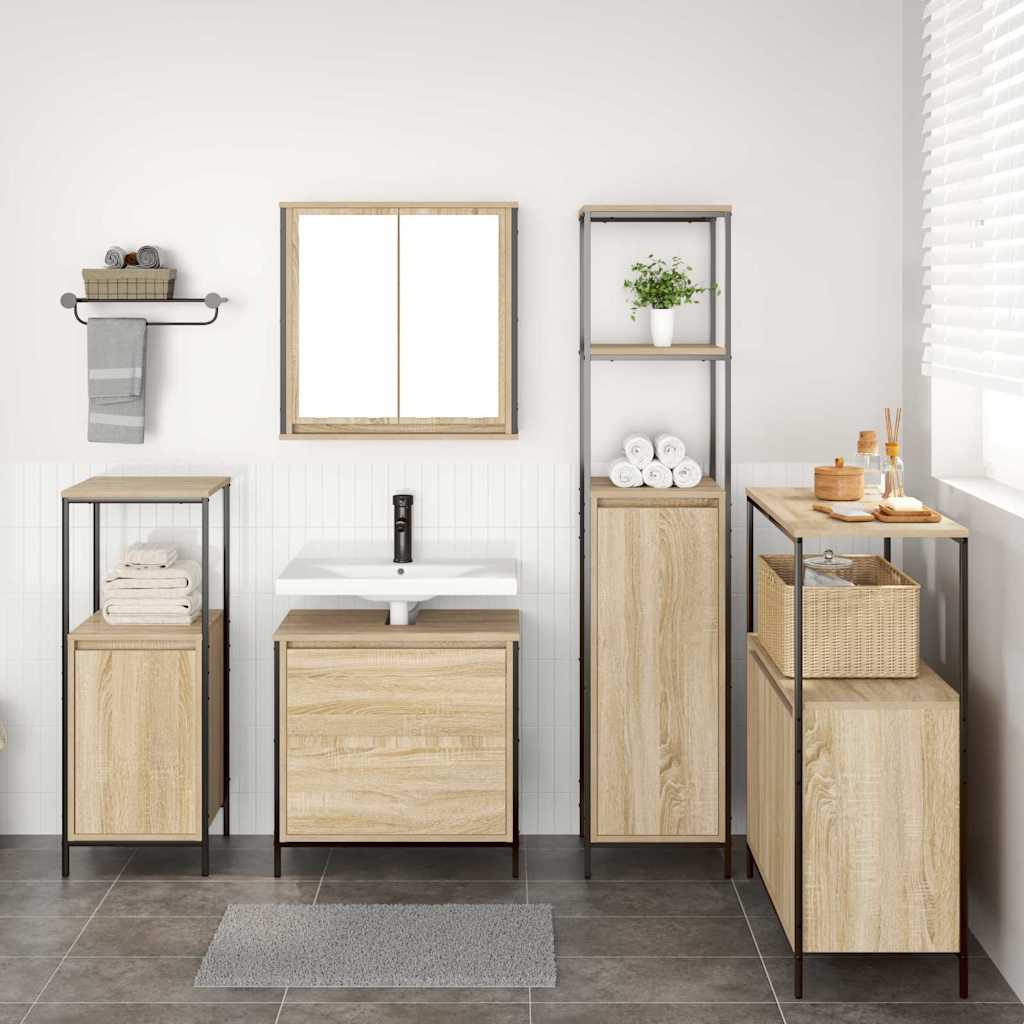 Badezimmermöbel-Set 5 stk. Beige 36 x 35 x 165 cm Holzwerkstoff