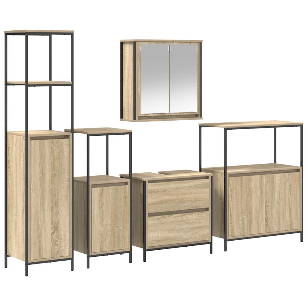 Badezimmermöbel-Set 5 stk. Beige 36 x 35 x 165 cm Holzwerkstoff