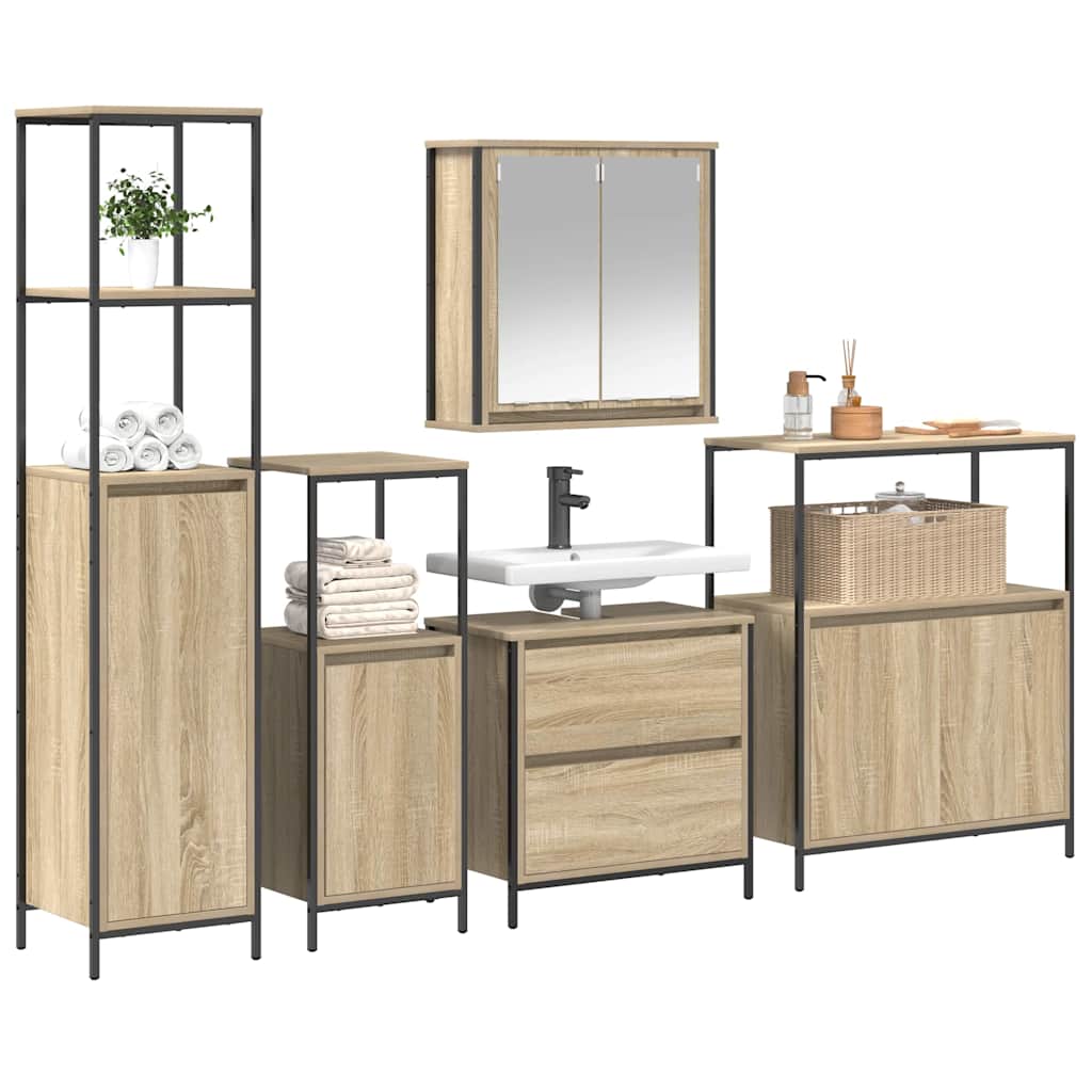 Badezimmermöbel-Set 5 stk. Beige 36 x 35 x 165 cm Holzwerkstoff