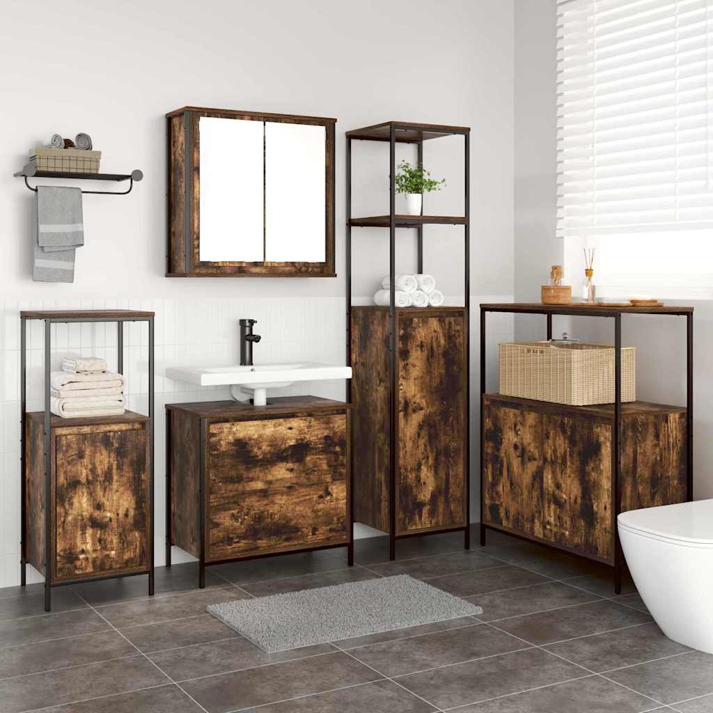 Badezimmermöbel-Set 5 stk. Braun 36 x 35 x 165 cm Holzwerkstoff