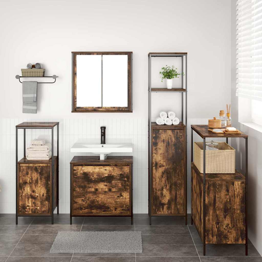Badezimmermöbel-Set 5 stk. Braun 36 x 35 x 165 cm Holzwerkstoff