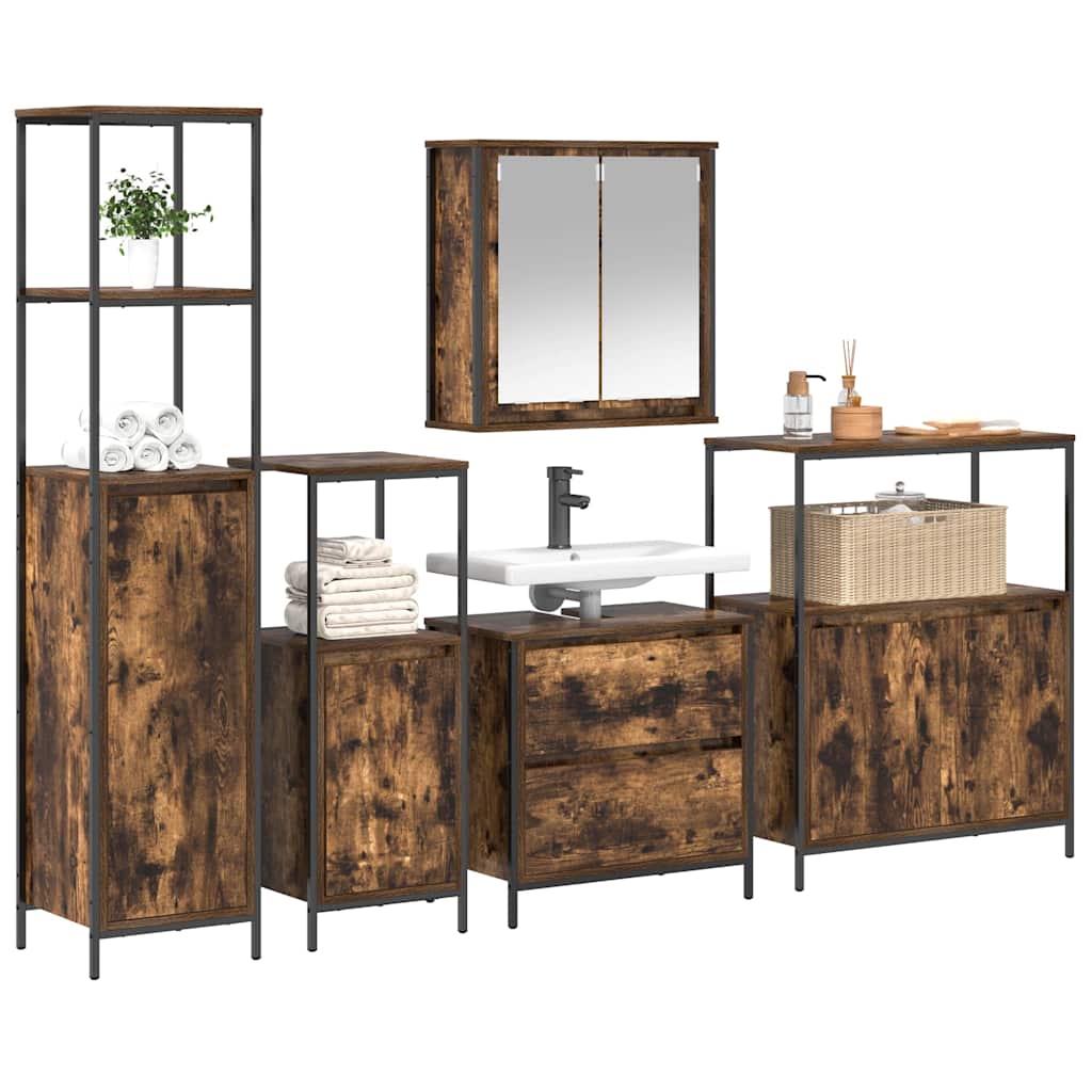 Badezimmermöbel-Set 5 stk. Braun 36 x 35 x 165 cm Holzwerkstoff