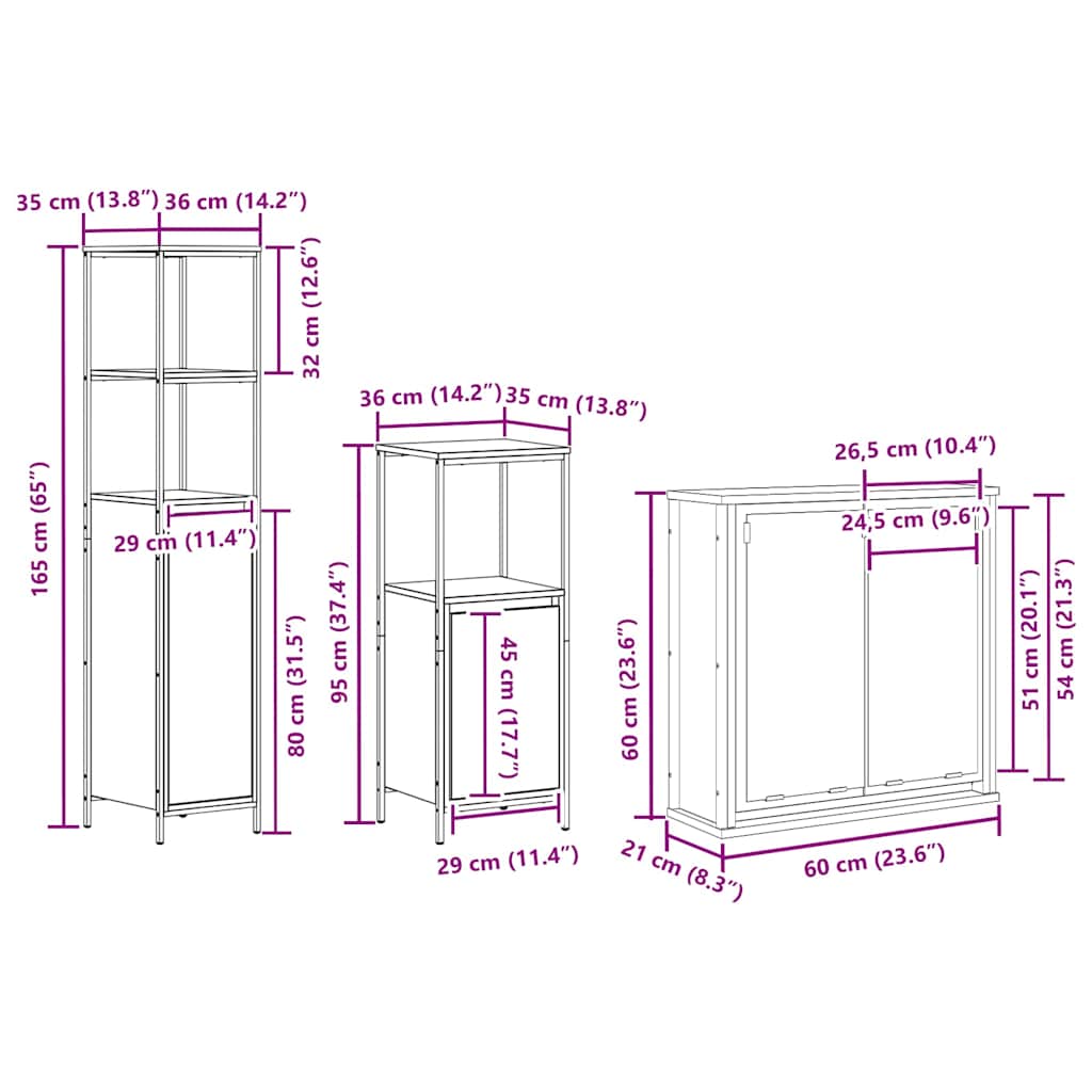 Badezimmermöbel-Set 5 stk. Braun 36 x 35 x 165 cm Holzwerkstoff