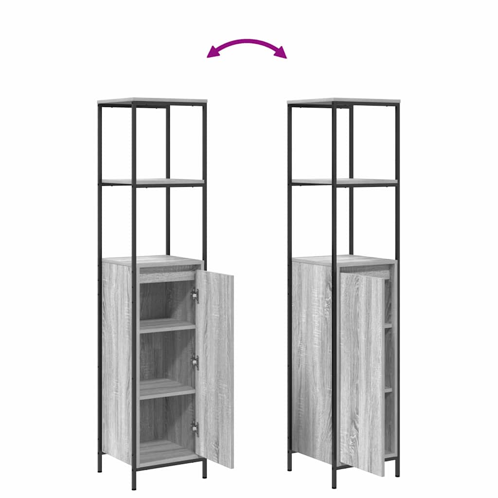 Badezimmermöbel-Set 2 stk. Grau Sonoma und Schwarz