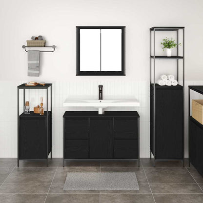 Badezimmermöbel-Set 3 stk. Schwarz Eichen-Optik