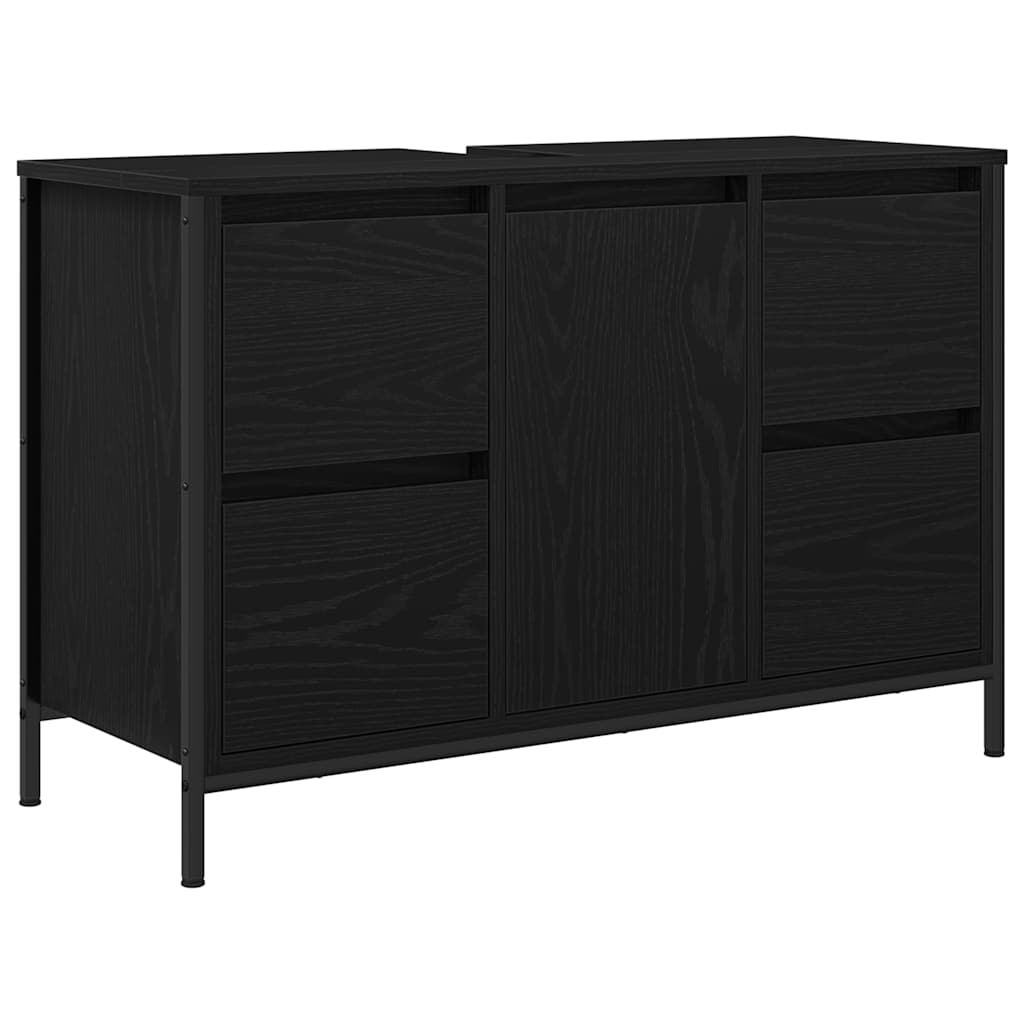 Badezimmermöbel-Set 3 stk. Schwarz Eichen-Optik