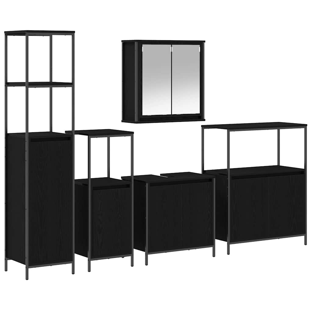 Badezimmermöbel-Set 5 stk. Schwarz Eichen-Optik