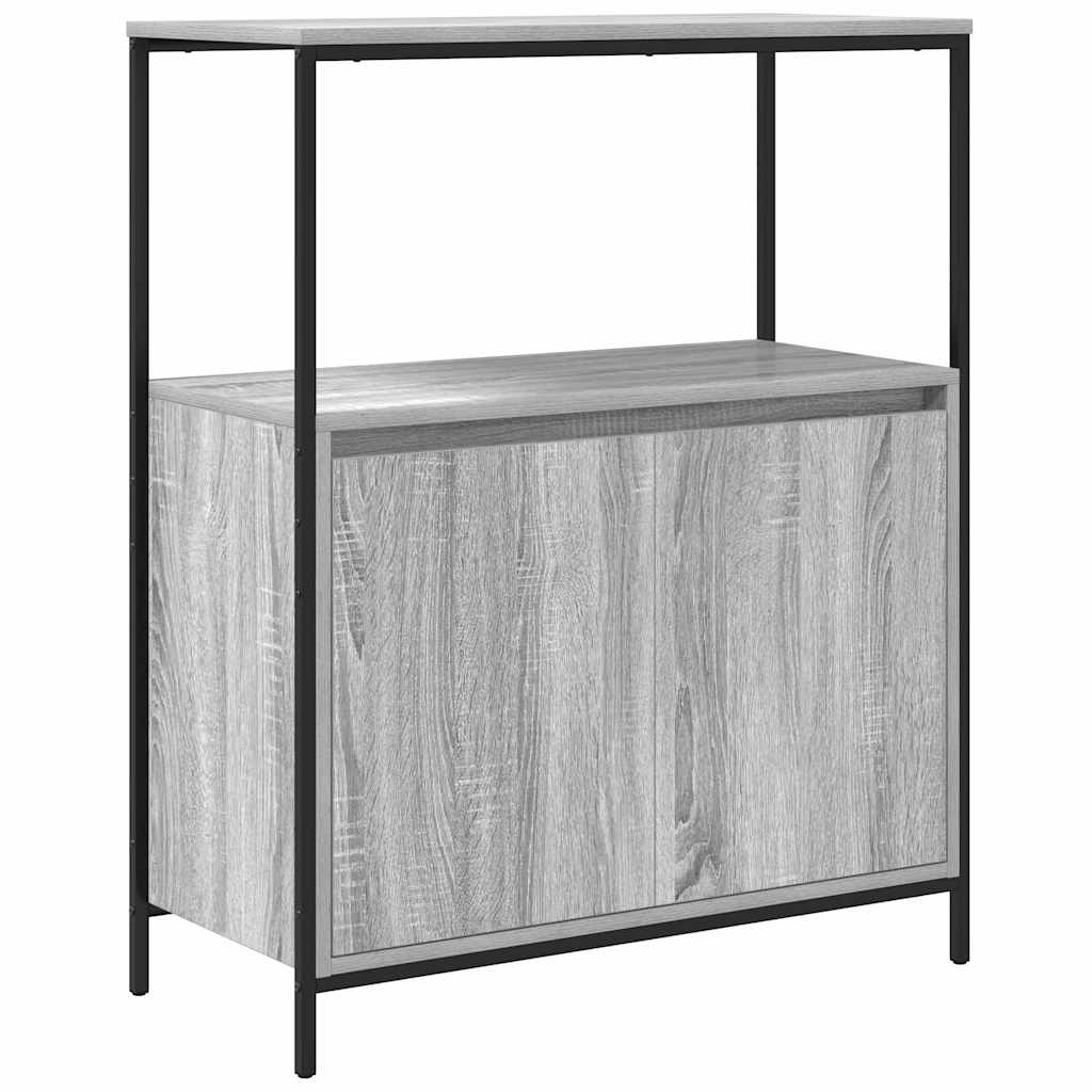 Badezimmermöbel Set mit Regal 5 pcs Grau Sonoma und Schwarz