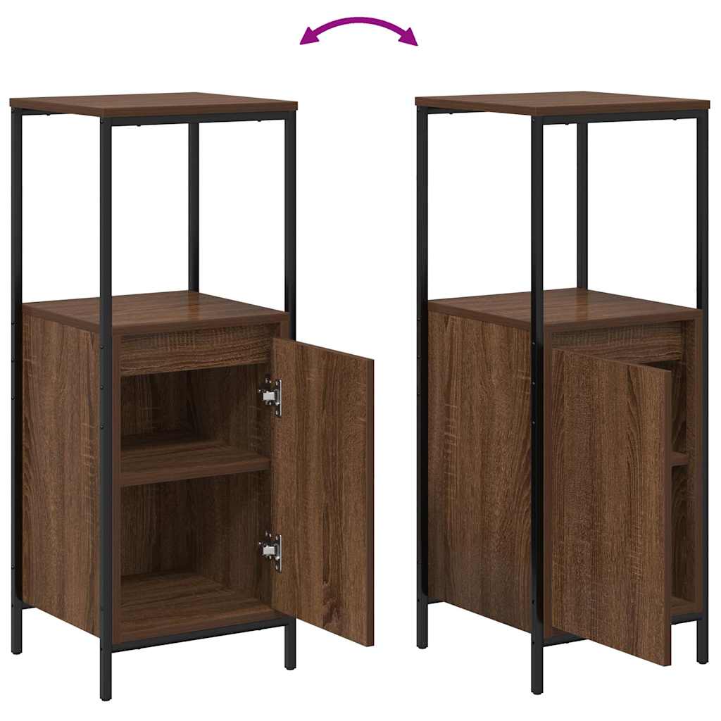 Badezimmermöbel Set mit Regal 5 pcs Braun Eiche und Schwarz