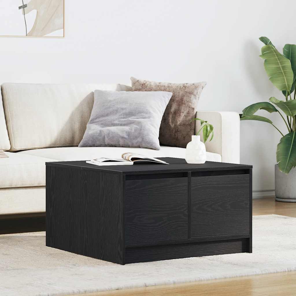 Couchtisch mit Schubladen Schwarz Eichen-Optik 70,5x70x40 cm