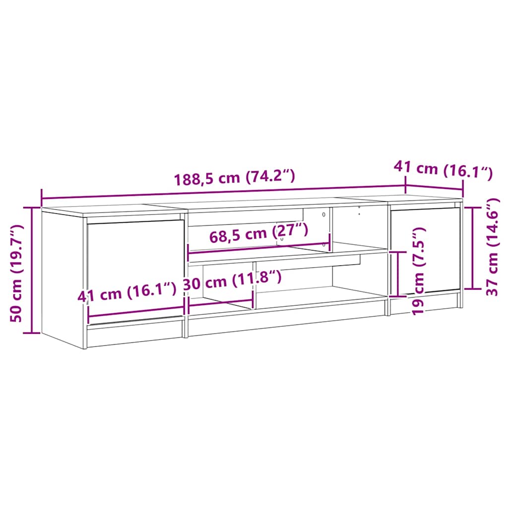 TV-Schrank Weiß 188,5x41x50 cm Holzwerkstoff