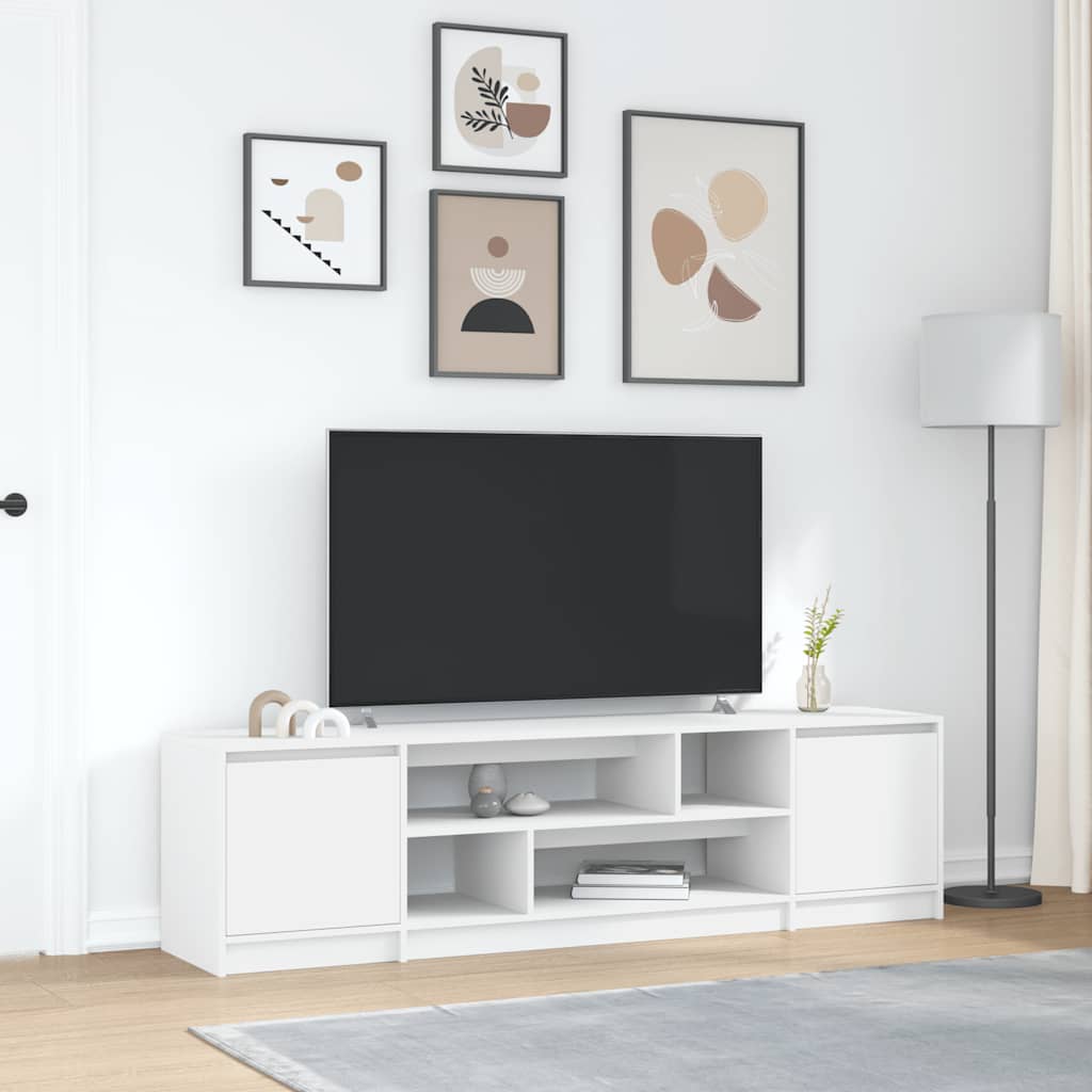 Meuble TV blanc 188,5x41x50 cm en matériau à base de bois