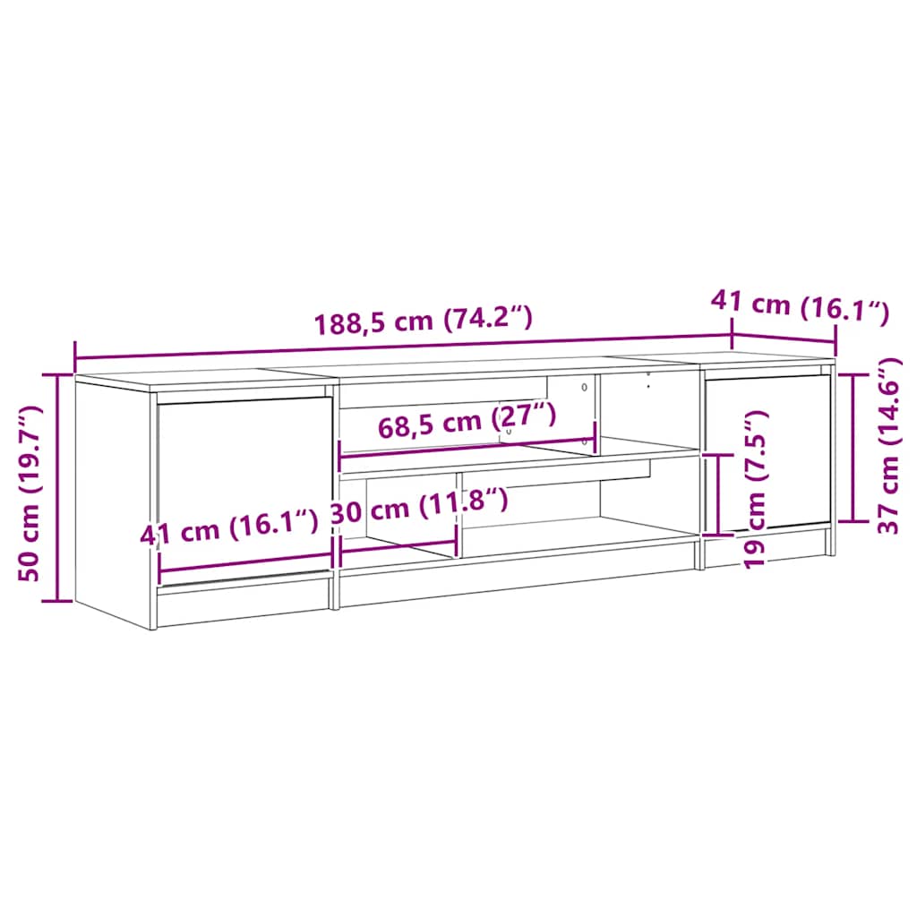 TV-Schrank Räuchereiche 188,5x41x50 cm Holzwerkstoff