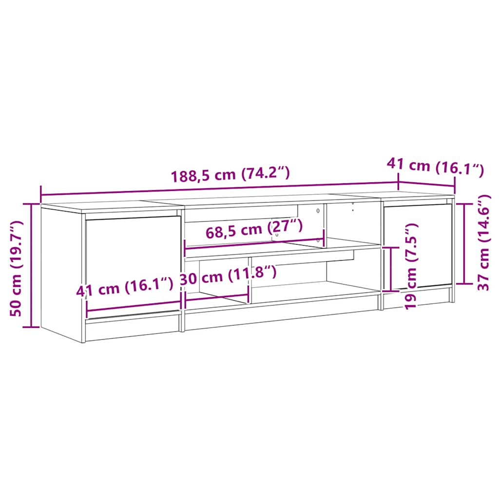TV-Schrank Artisan-Eiche 188,5x41x50 cm Holzwerkstoff
