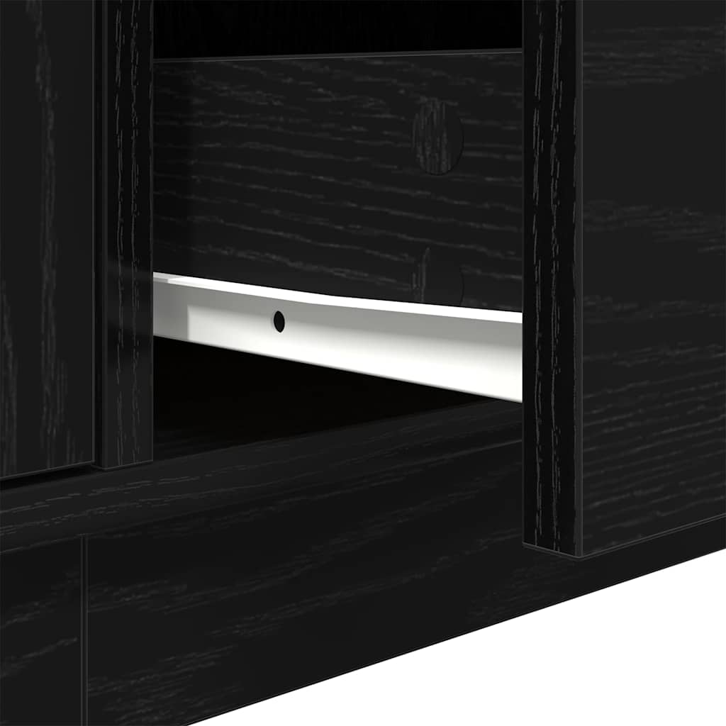 TV-Schrank mit LED-Leuchten Schwarz Eichen-Optik 160,5x41x50 cm