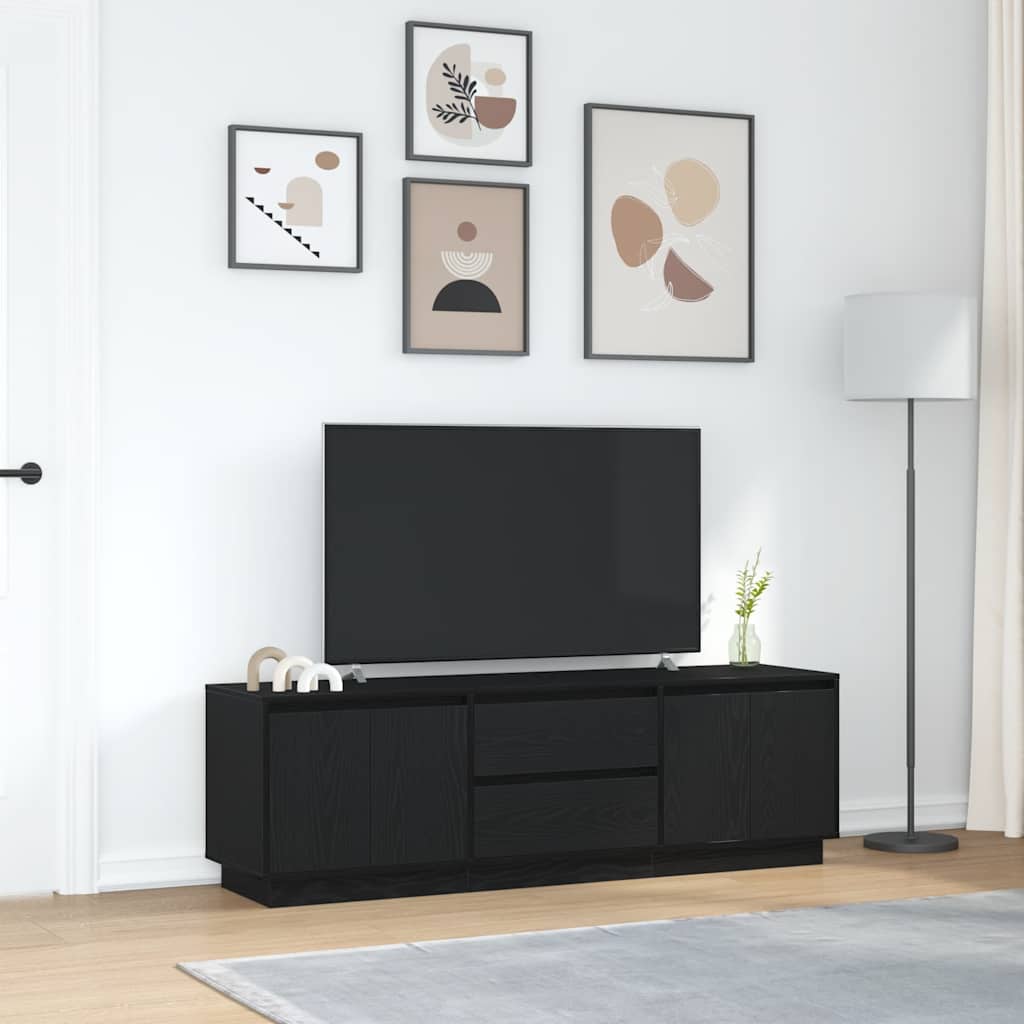 TV-Schrank mit LED-Leuchten Schwarz Eichen-Optik 160,5x41x50 cm