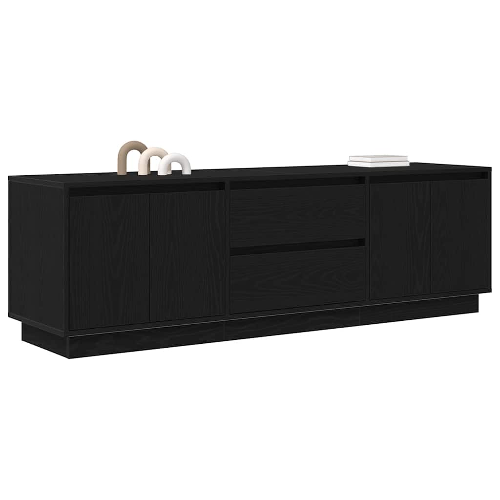 TV-Schrank mit LED-Leuchten Schwarz Eichen-Optik 160,5x41x50 cm