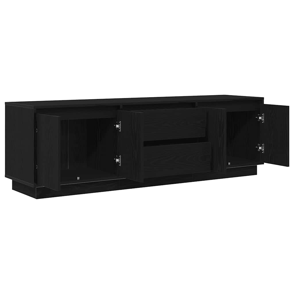 TV-Schrank mit LED-Leuchten Schwarz Eichen-Optik 160,5x41x50 cm